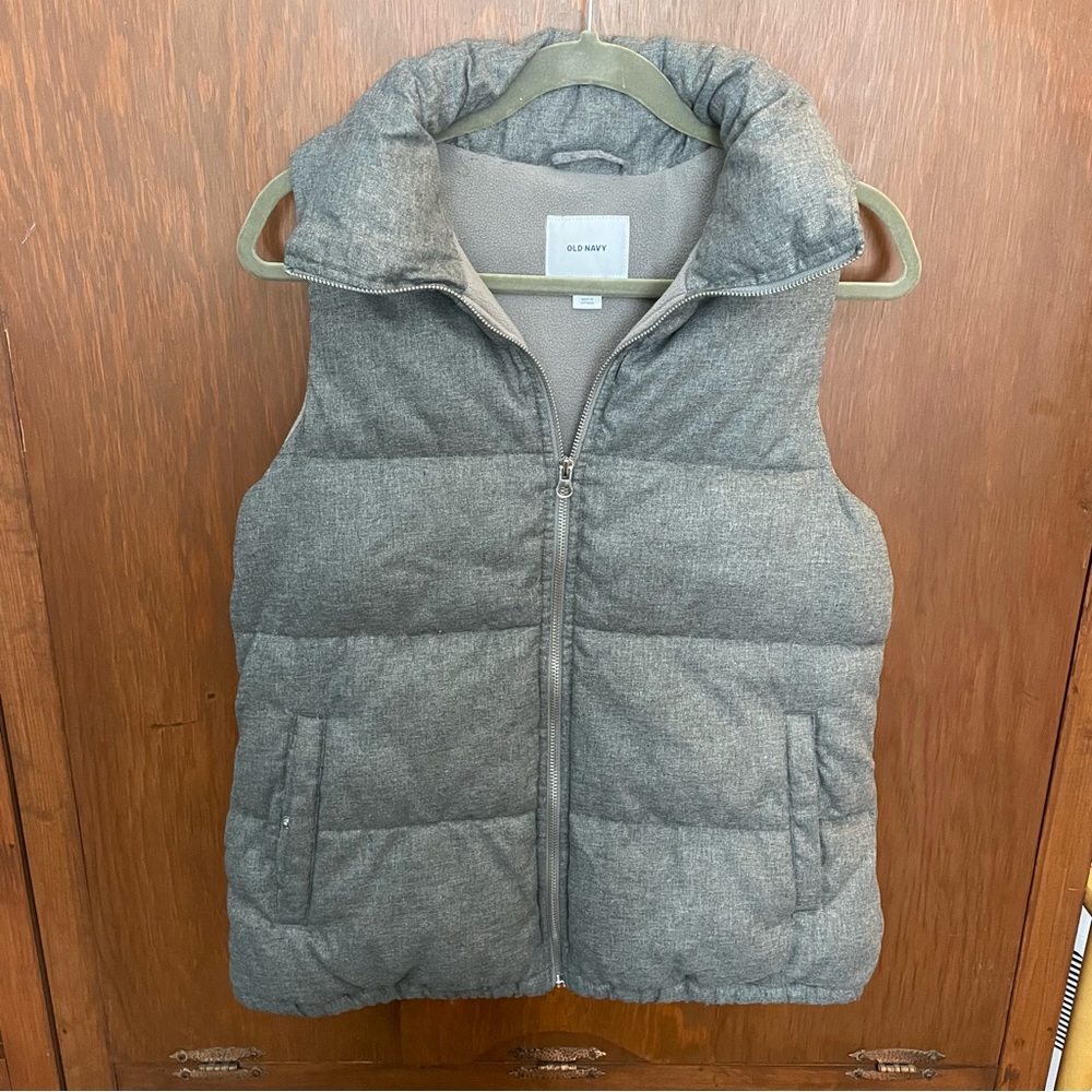Grey Old Navy puffer vest